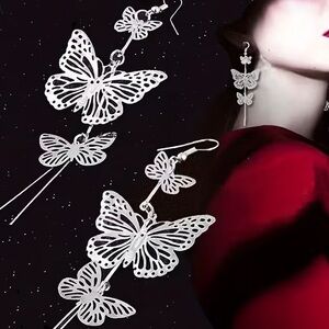 🔥10 for $100🔥 Silver Butterfly Drop Earrings whimsigoth grunge
